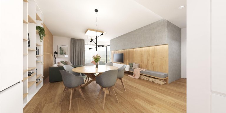 Náš&nbsp;projekt z kategórie rodinných domov sme poňali veľmi elegantne a vzdušne. V interiéri prevládajú farebné akcenty v odtieňoch zelenej a ružovej, ktoré…