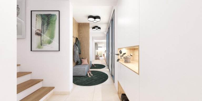 Náš&nbsp;projekt z kategórie rodinných domov sme poňali veľmi elegantne a vzdušne. V interiéri prevládajú farebné akcenty v odtieňoch zelenej a ružovej, ktoré…