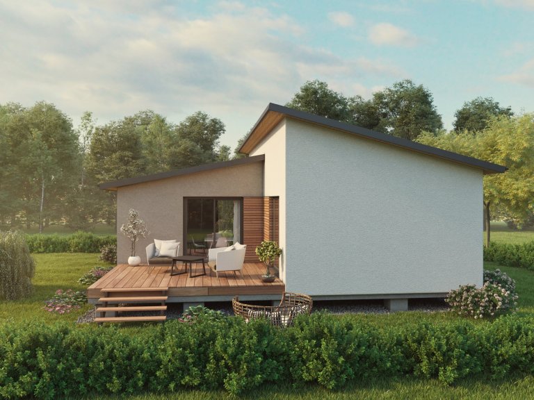 Dřevostavba EASY 72 propojuje oba naše základní typy staveb &ndash; modulové, kdy částečně tvoří tvar L se zákoutím a terasou, ale zároveň i klasický…