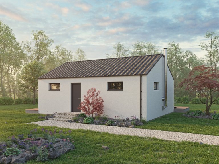 Jednoduchý domek pro menší rodinu nebo pár je navržen tak, aby i na relativně malé podlahové ploše bylo vše potřebné. Svým stylem zapadá do vesnické i městské…
