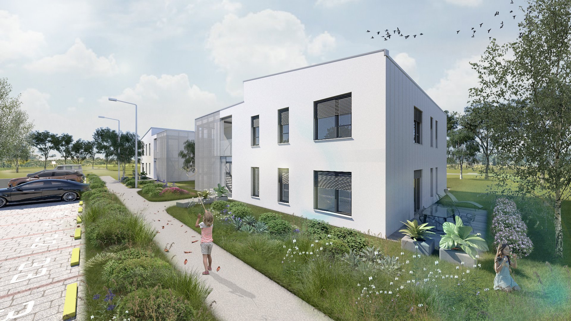 Architektonická štúdia komplexu bytových domov pre obec&nbsp;Orechová Potôň.

