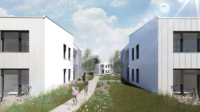 Architektonická štúdia komplexu bytových domov pre obec&nbsp;Orechová Potôň.
