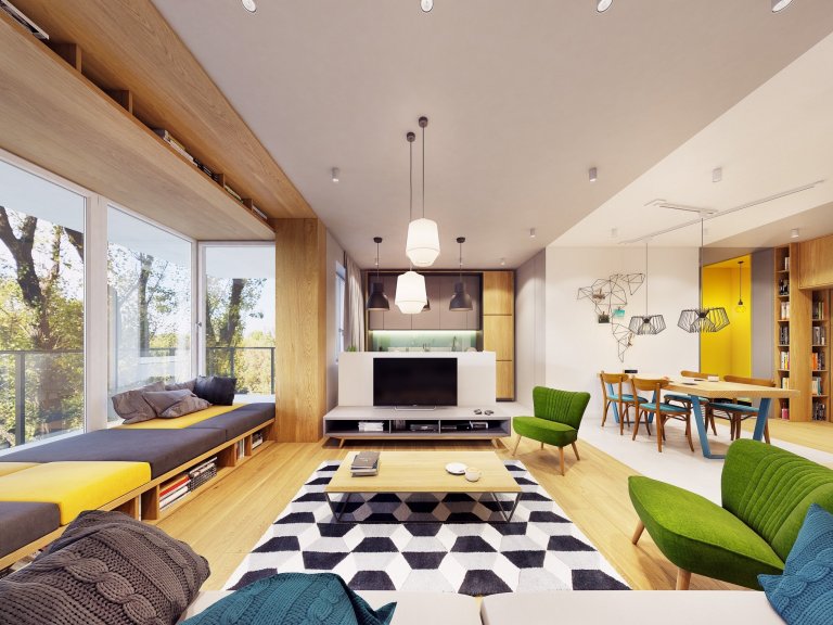 Funky moderní interiér s přírodními akcenty