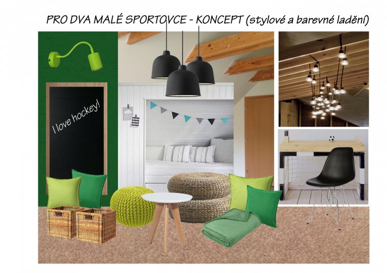 Cílem projektu bylo vytvořit dětský&nbsp;pokoj pro dva malé kluky milující hokej a fotbal. Toto zadání bylo základem konceptu a barevného schéma.

Bylo…