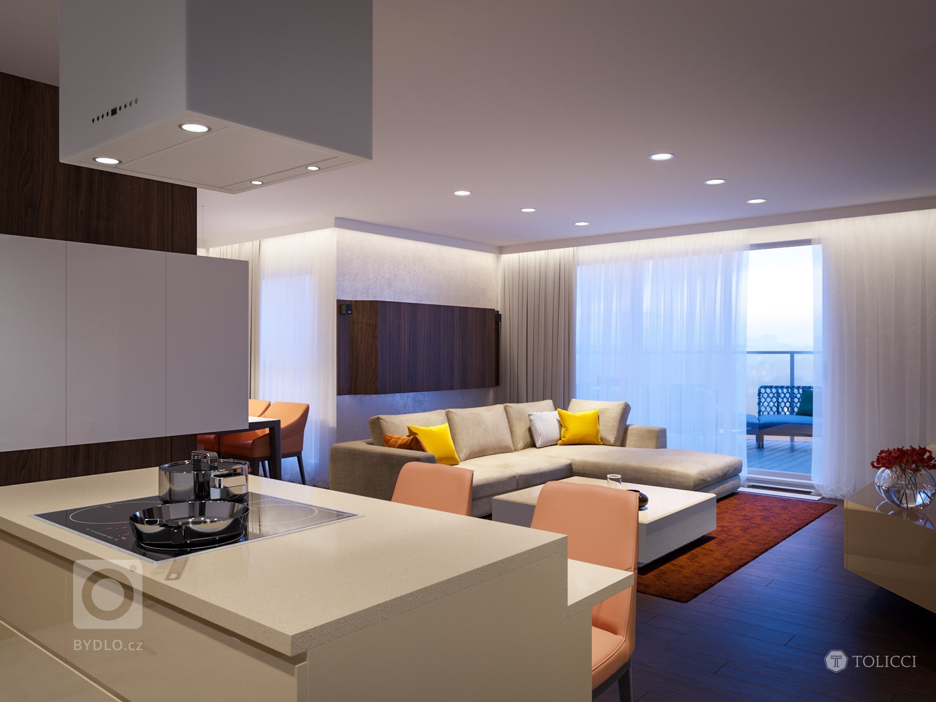 Návrh interiéru bytového apartmánu reprezentuje vytvorenie elegantného a nestarnúceho dizajnu. Vhodná kontrastná kombinácia tmavého orechového dreva a teplých…